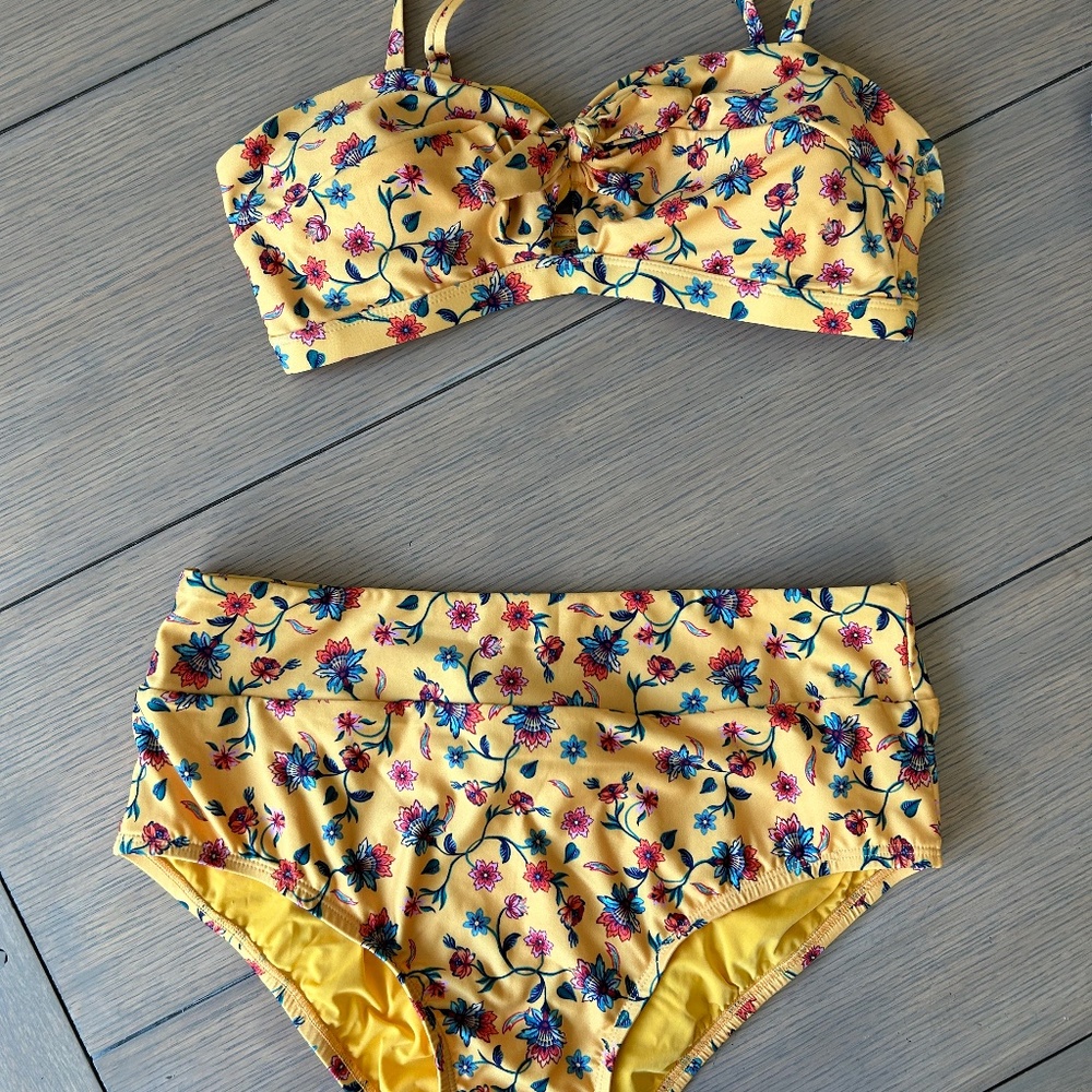Floral Bikini, Yellow, Gold